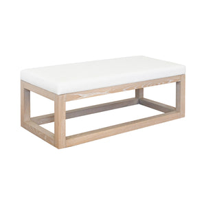 Kenneth Rectangle Bench with White Vinyl Upholstery and Modern Base