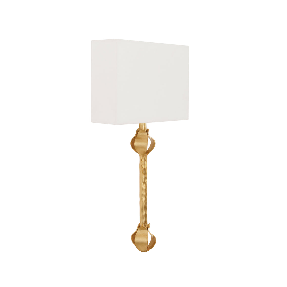 Flush Iron Sconce with Leaf Detail in Gold Leaf