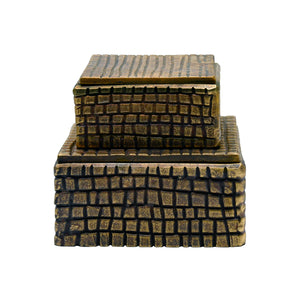 Lizzo Small Brass Aluminum Box with Reptile Texture