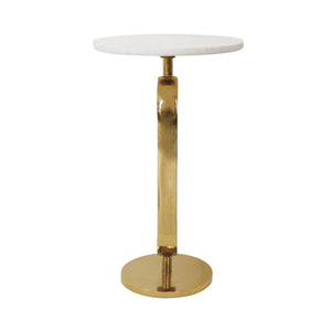 Maura Round Side Table with Brass Racetrack Base