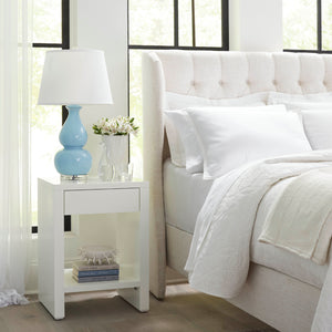 Grasscloth 1-Drawer Side Table in White | Morgan Collection | Villa & House