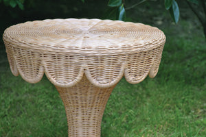 Orla Round Pedestal Side Table with Scallop Edge