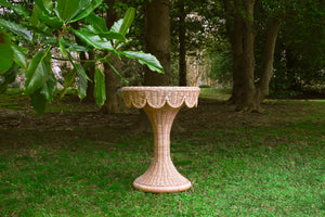 Orla Round Pedestal Side Table with Scallop Edge
