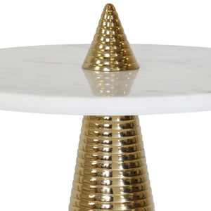 Pasha Round Side Table with Conical Coiled Brass Base