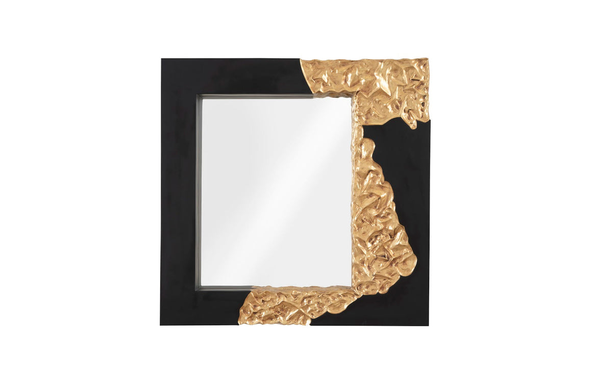 Mercury Mirror, Square, Black, Gold Leaf