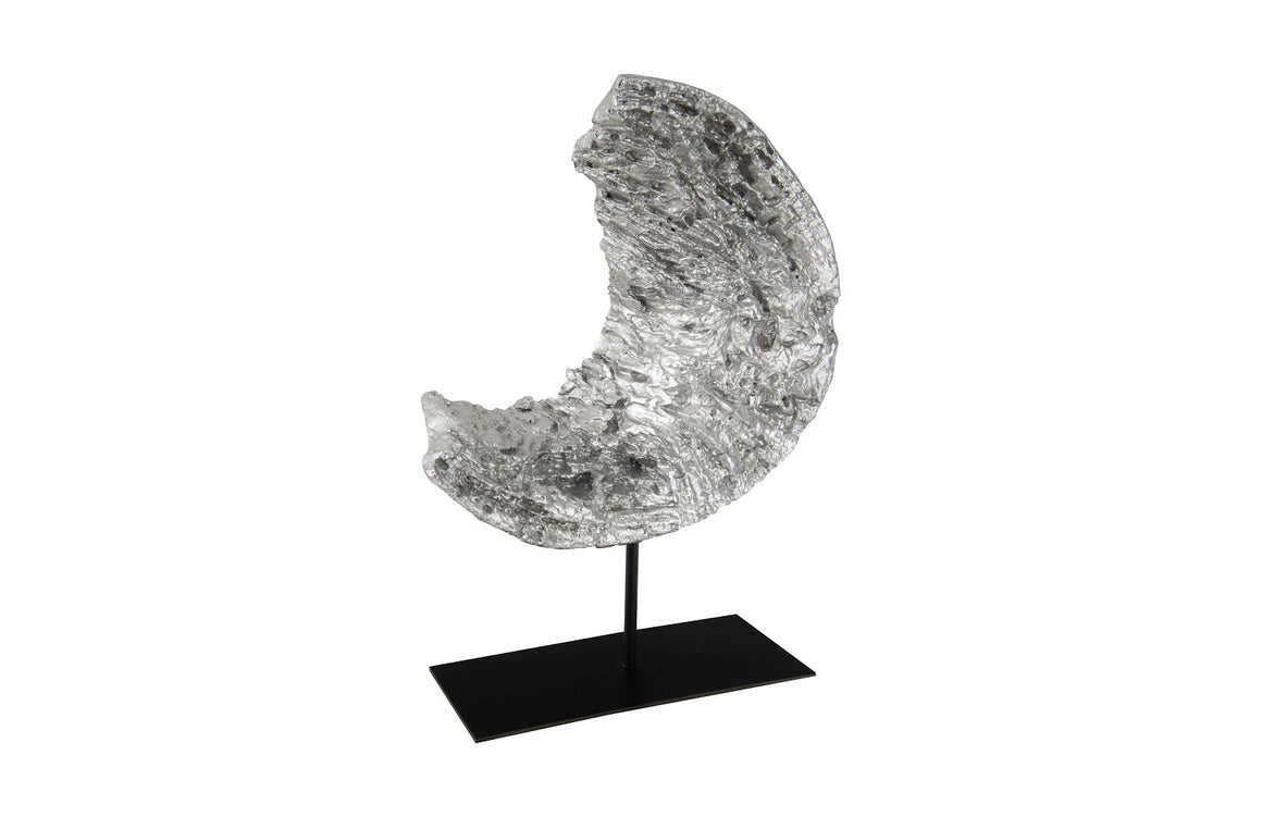 Cast Eroded Wood Circle on Stand, Silver Leaf, Assorted