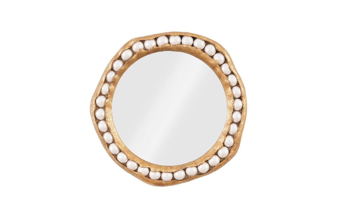 Pearl Mirror, Gold Leaf, Round