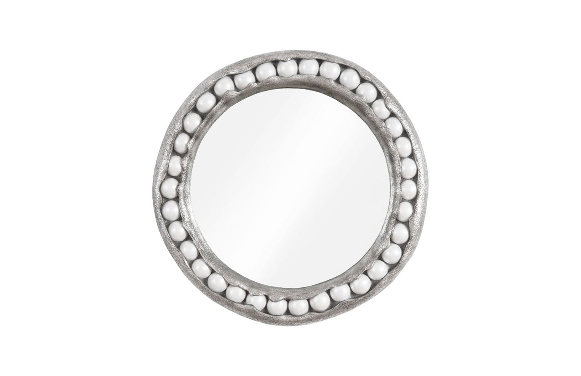 Pearl Mirror, Silver Leaf, Round