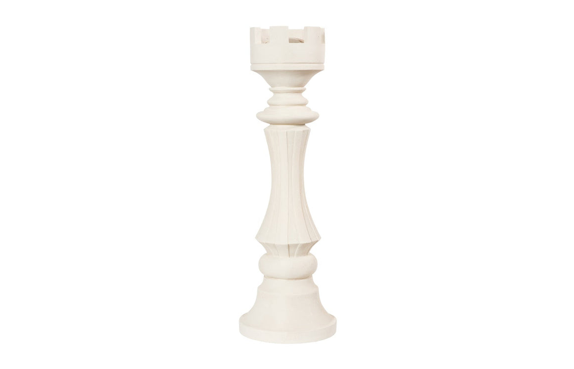 Rook Chess Sculpture, Cast Stone White