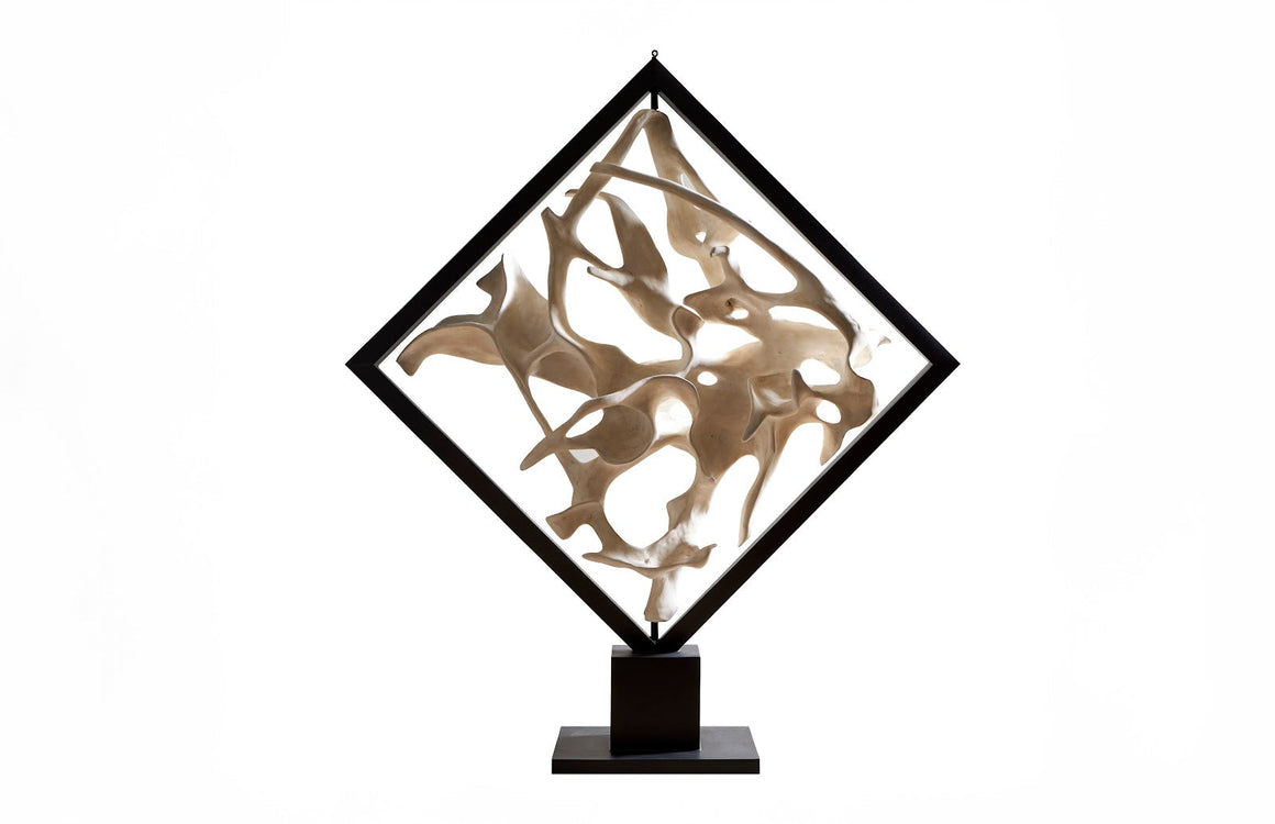 Cast Revolving Diamond Sculpture, Faux Bleached
