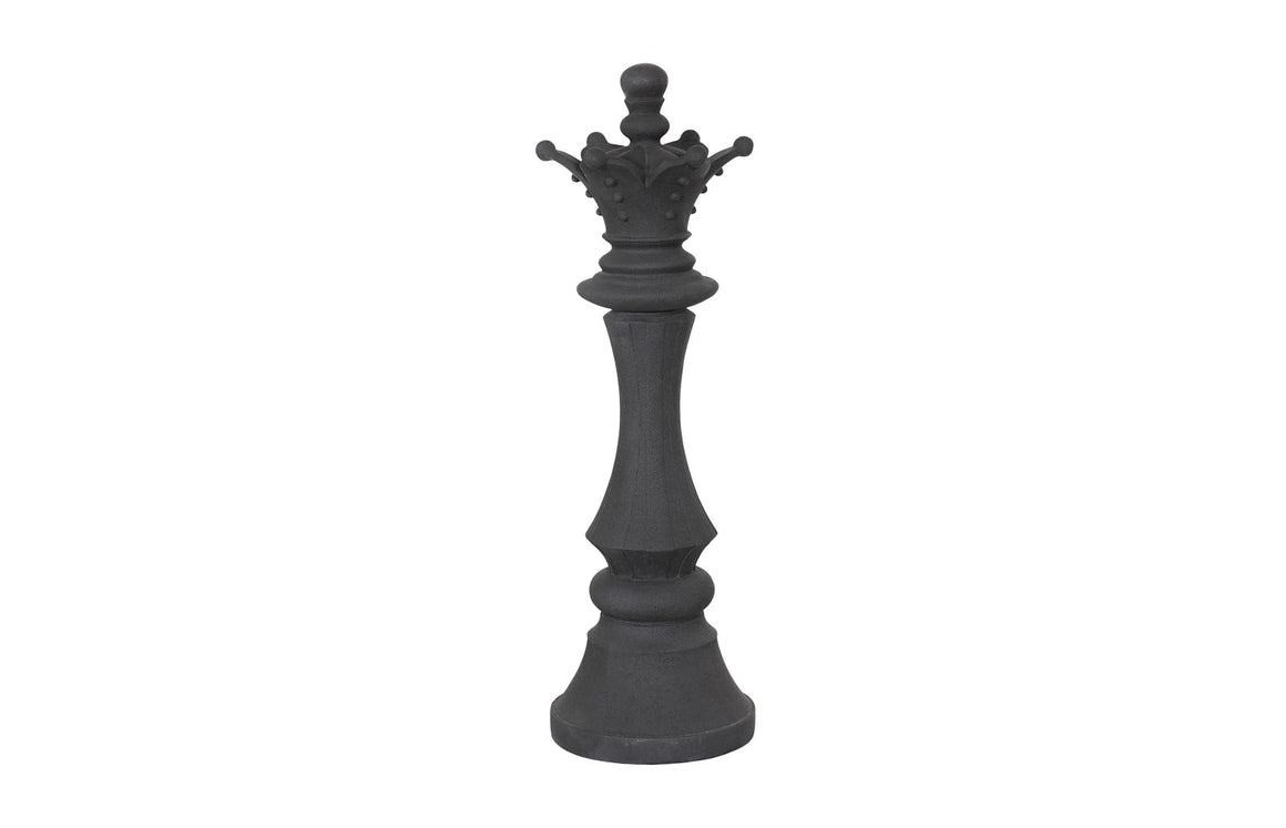 Queen Chess Sculpture, Cast Stone Black, Small