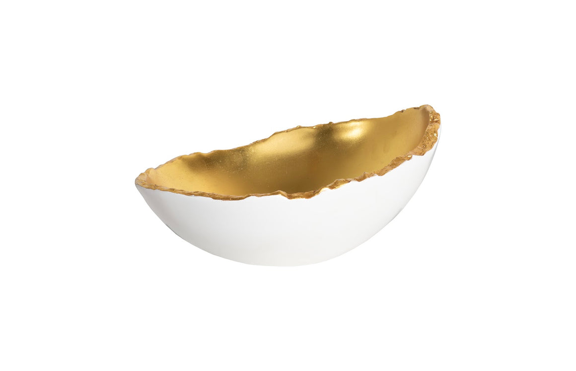 Broken Egg Bowl, White and Gold Leaf