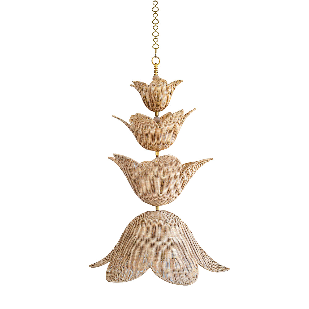 30" Victoria Rattan Flower Chandelier – Quadruple