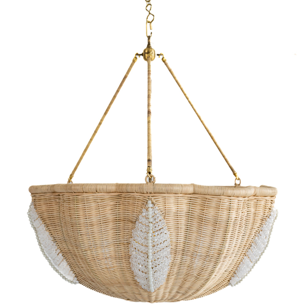 30" St. Jean Beaded Rattan Chandelier