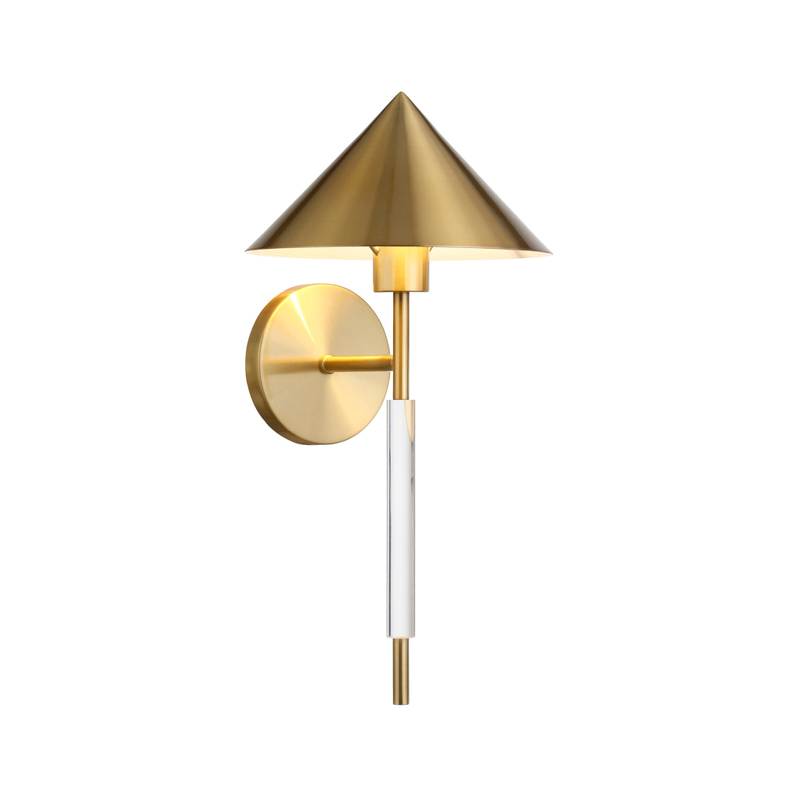 Scone with Acrylic Pole and Triangular Metal Shade in Antique Brass