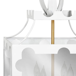 Talula Handpainted Tole Lantern Pendant with Scallop Edge in White