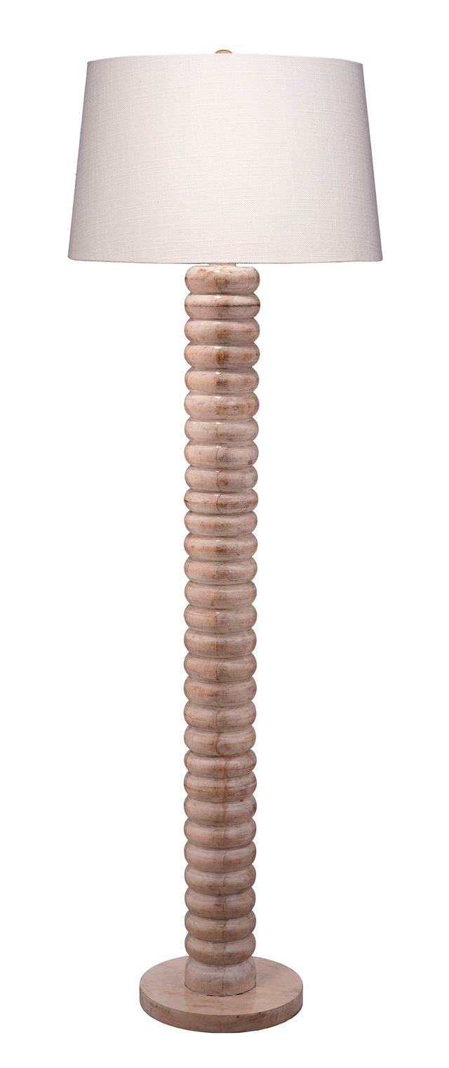 Abacus Mango Wood Floor Lamp with Linen Shade
