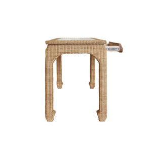 Verra One Drawer Ming Style Desk in Woven Rattan