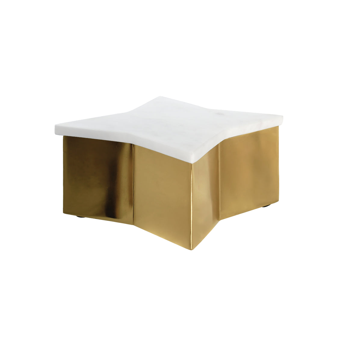 Vixen Small Star Box with White Marble Lid and Brass Base