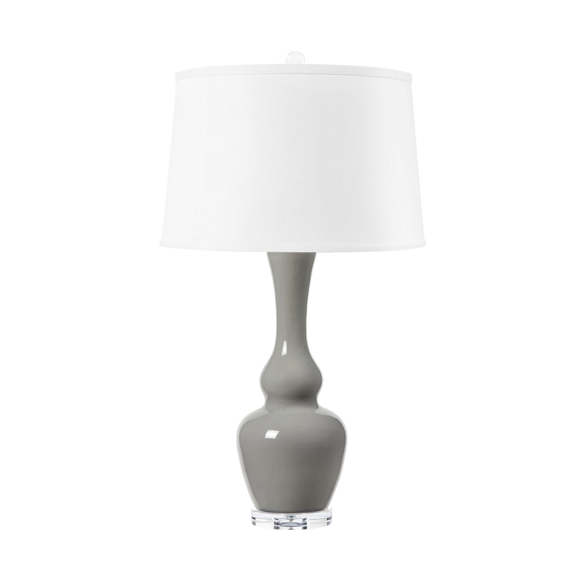 Ansonia Lamp with Shade 17-inch White Linen, with Nickel, Graphite Glow | Ansonia Collection | Villa & House