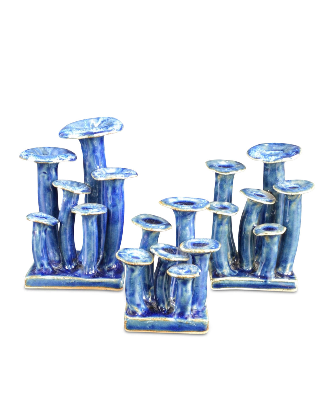 Wild Blue Mushrooms Set of 3