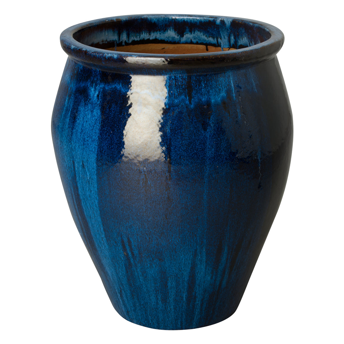 Large Glazed Ceramic Planter - Royal Blue