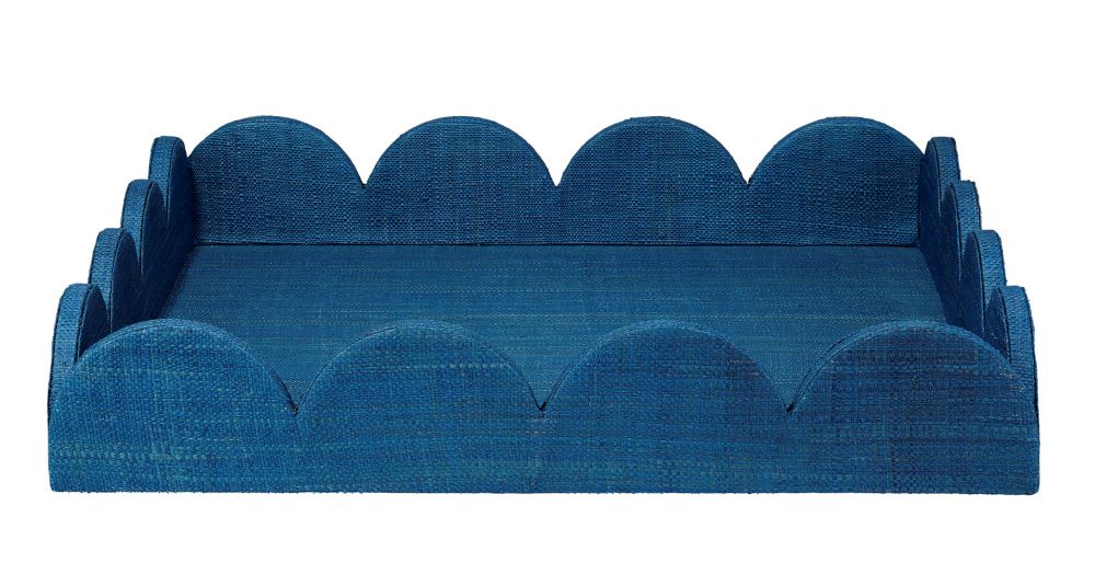 Wonderland Scalloped Decorative Tray, Indigo