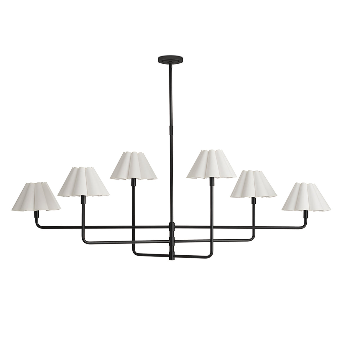 Polly Metal Chandelier (Blackened Brass with White Scalloped Shade)