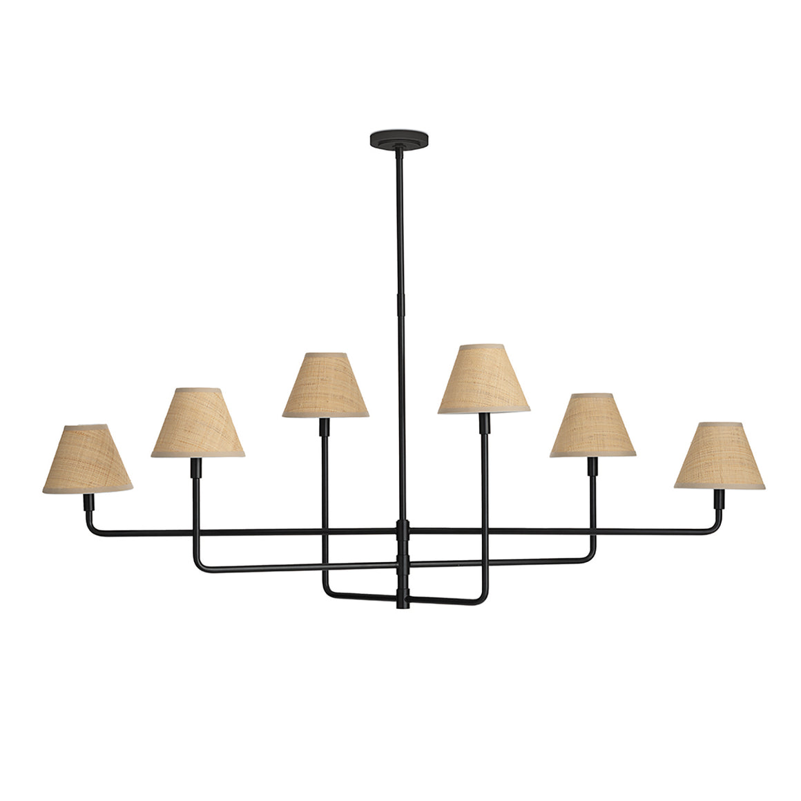 Polly Metal Chandelier (Blackened Brass with Rattan Shade)