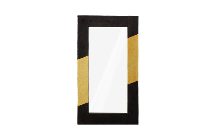 Scorched Mirror, Rectangle, Black and Gold Leaf