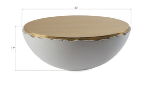 Broken Egg Coffee Table, White and Gold Leaf