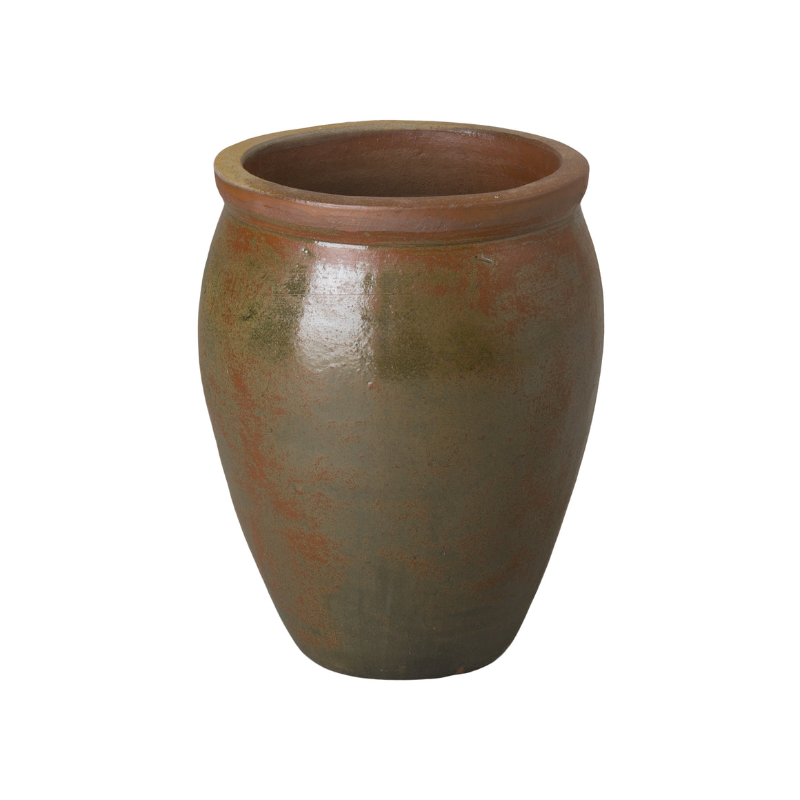 Small Round Ceramic Planter - Rustic Sage Green Glaze