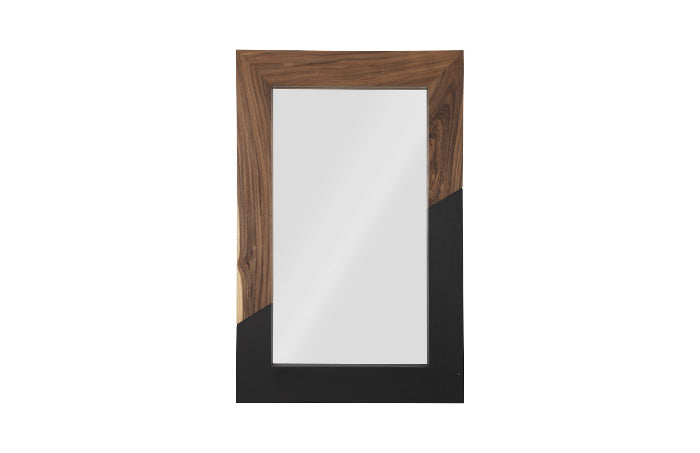 Geometry Wood Mirror, Natural, Black