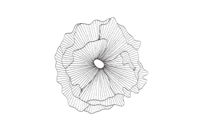 Poppy Flower Wall Art, Silver/Black, SM