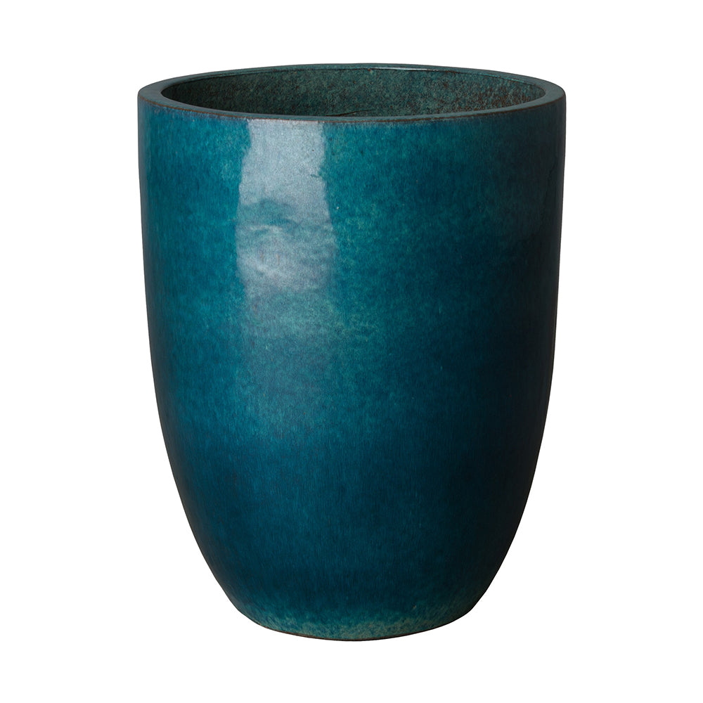 Tall Teal Glazed Ceramic Planter - Medium
