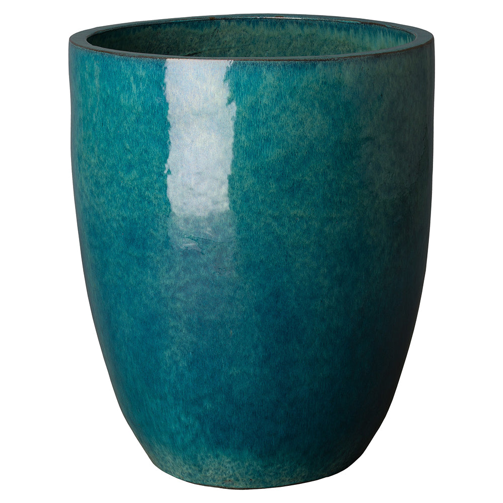 Tall Teal Glazed Ceramic Planter - Large
