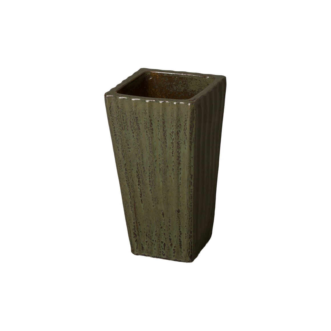 Small Square Planter - Metallic Green Glaze