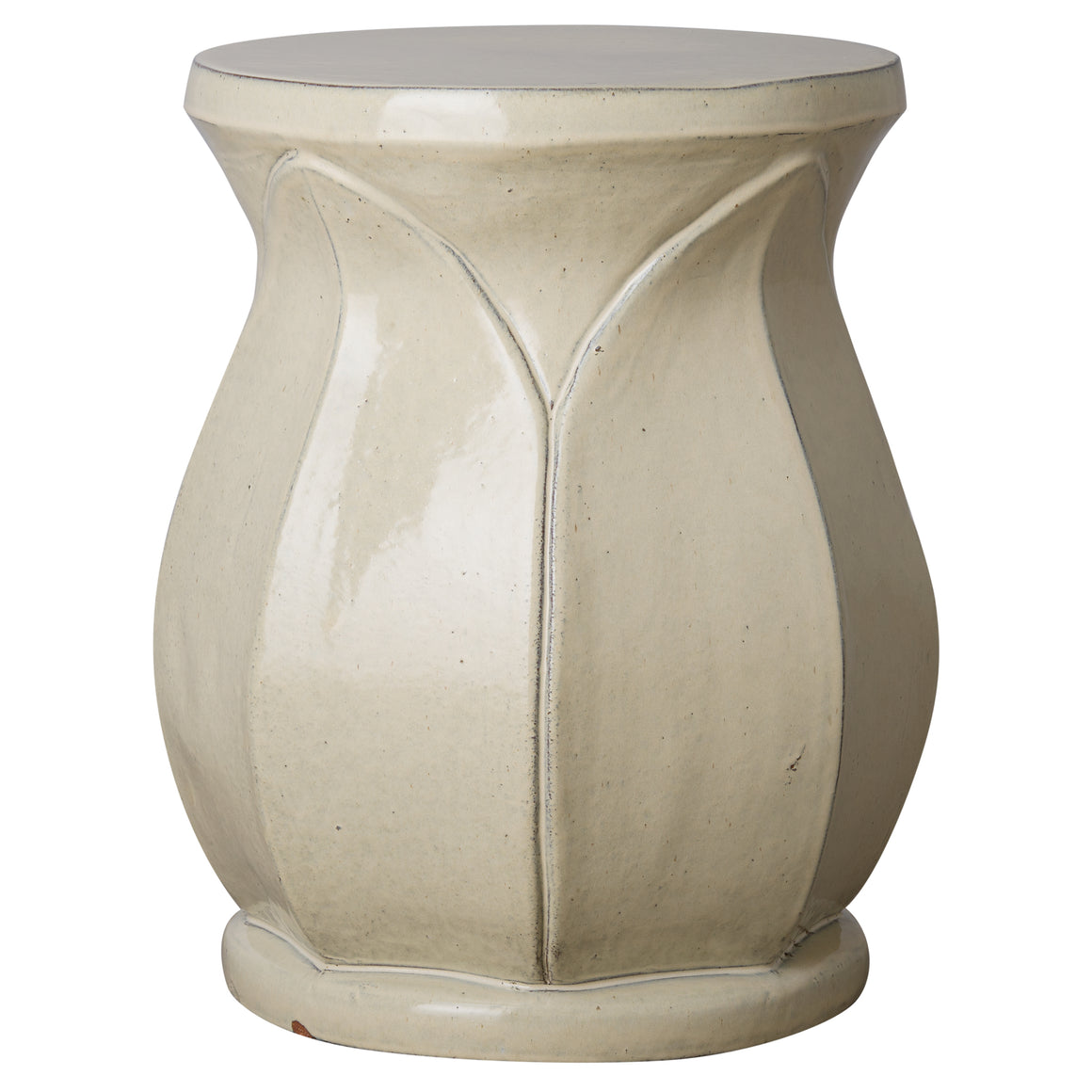 Large Lotus Ceramic Garden Stool/Table with a Cream Glaze