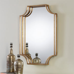 Glam Open Frame Rectangular Mirror – Antiqued Gold Leaf