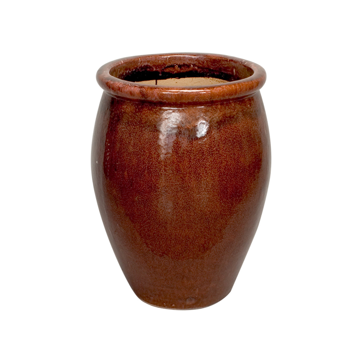 Large Planter with Lip - Medium in Amber Brown Glaze