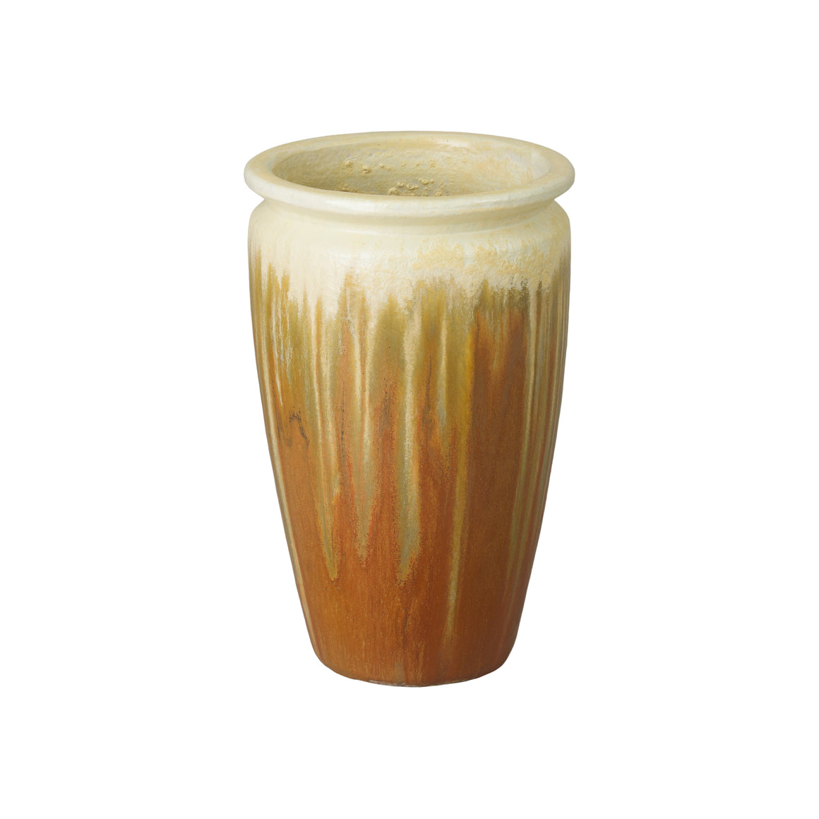 Small Rim Ceramic Planter - Amber Glaze