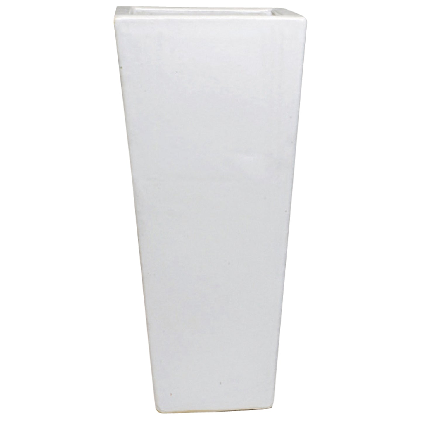 Tall Square Pot with White Glaze