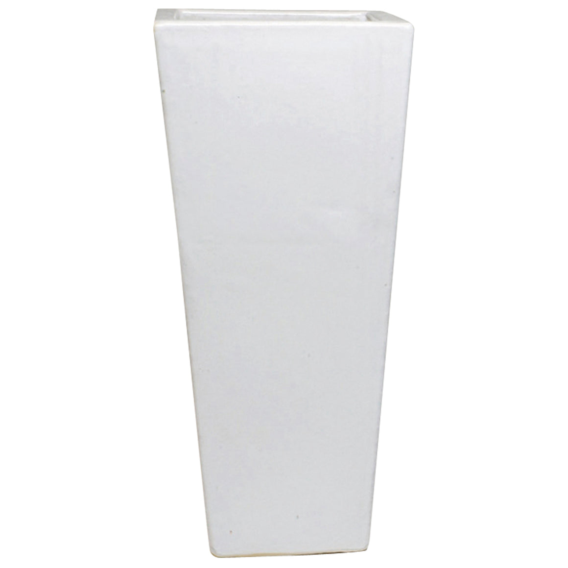 Tall Square Pot with White Glaze