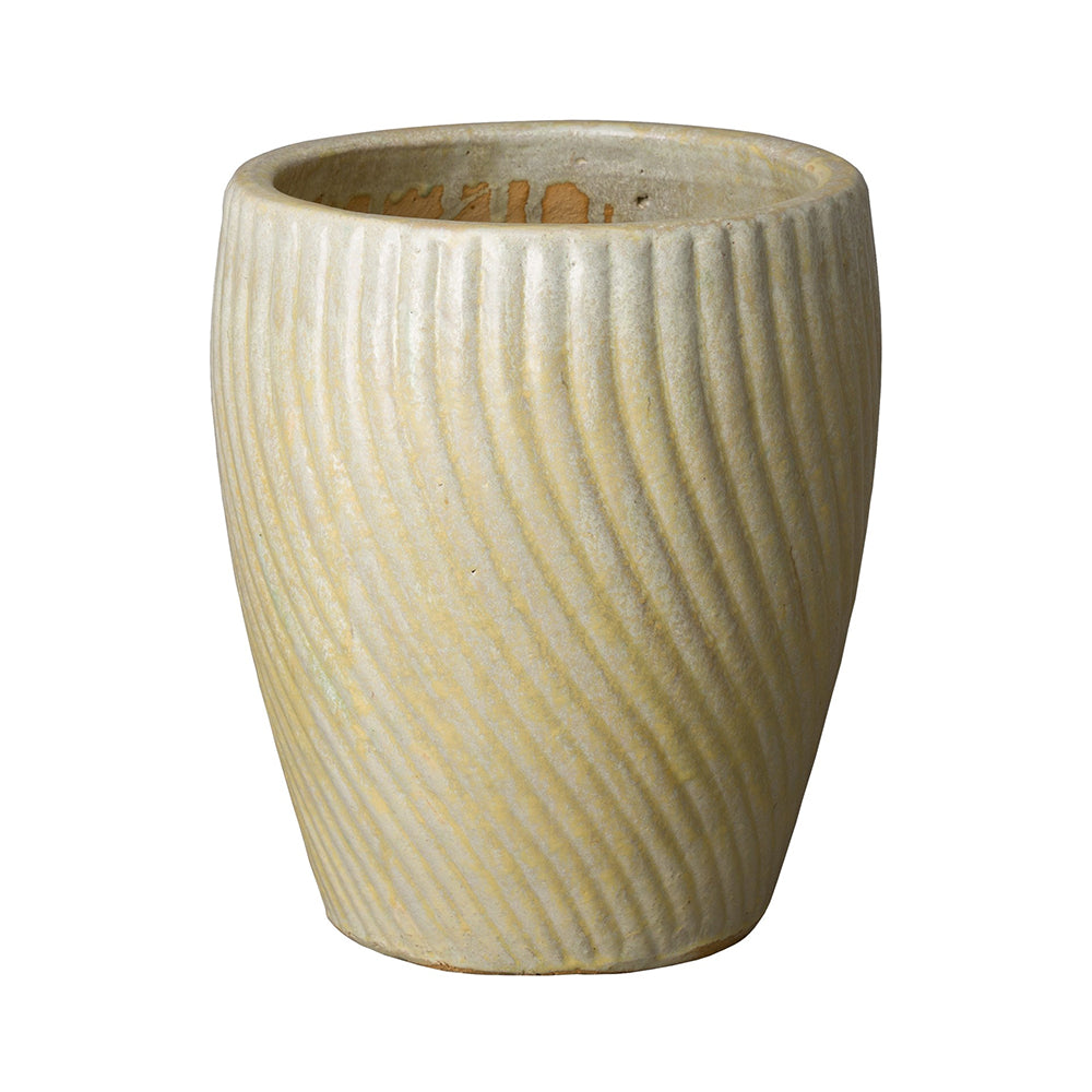 Spiral Pattern Round Planter with Champagne Glaze- Small
