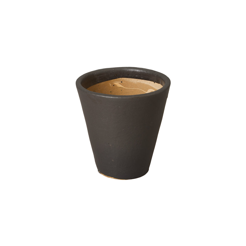 Tapered Matte Black Ceramic Planter - Small
