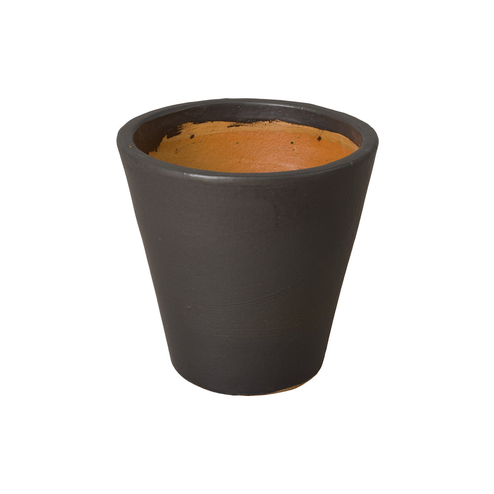 Tapered Matte Black Ceramic Planter - Medium