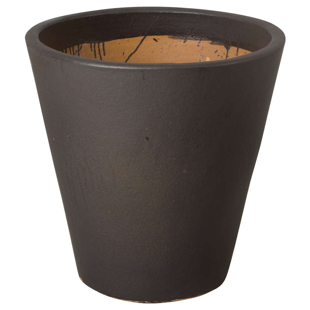 Tapered Matte Black Ceramic Planter - Extra Large
