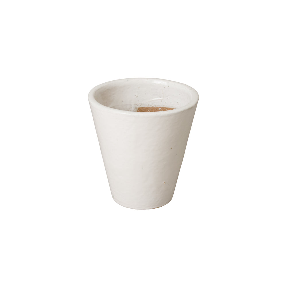 Tapered Glossy White Ceramic Planter - Small