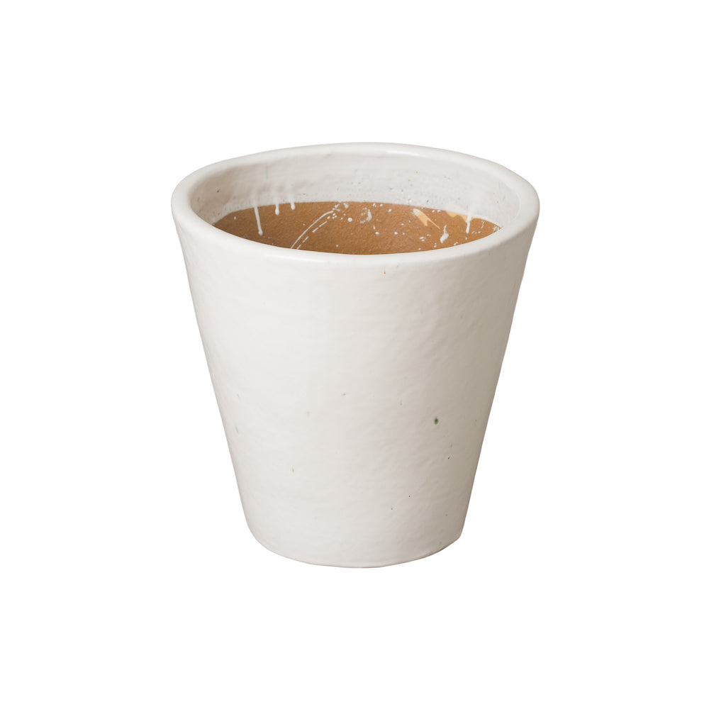 Tapered Glossy White Ceramic Planter - Medium