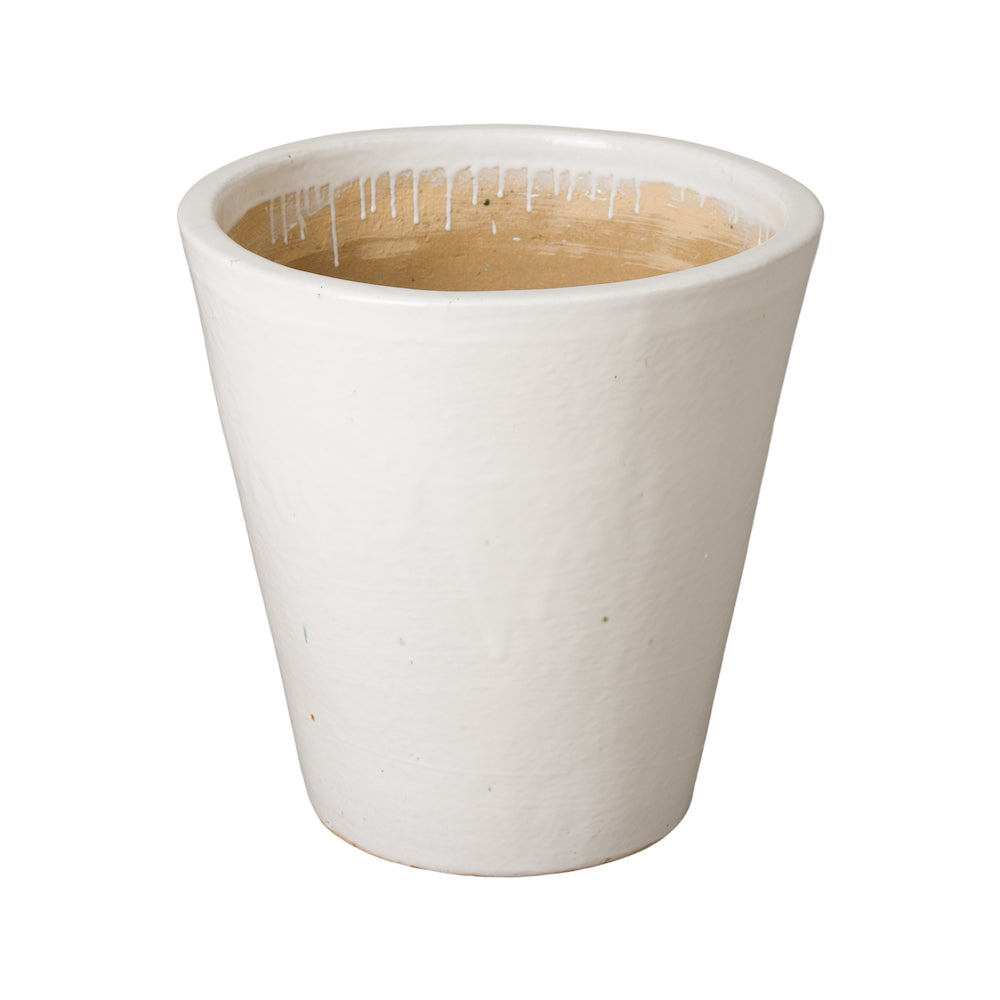 Tapered Glossy White Ceramic Planter - Large